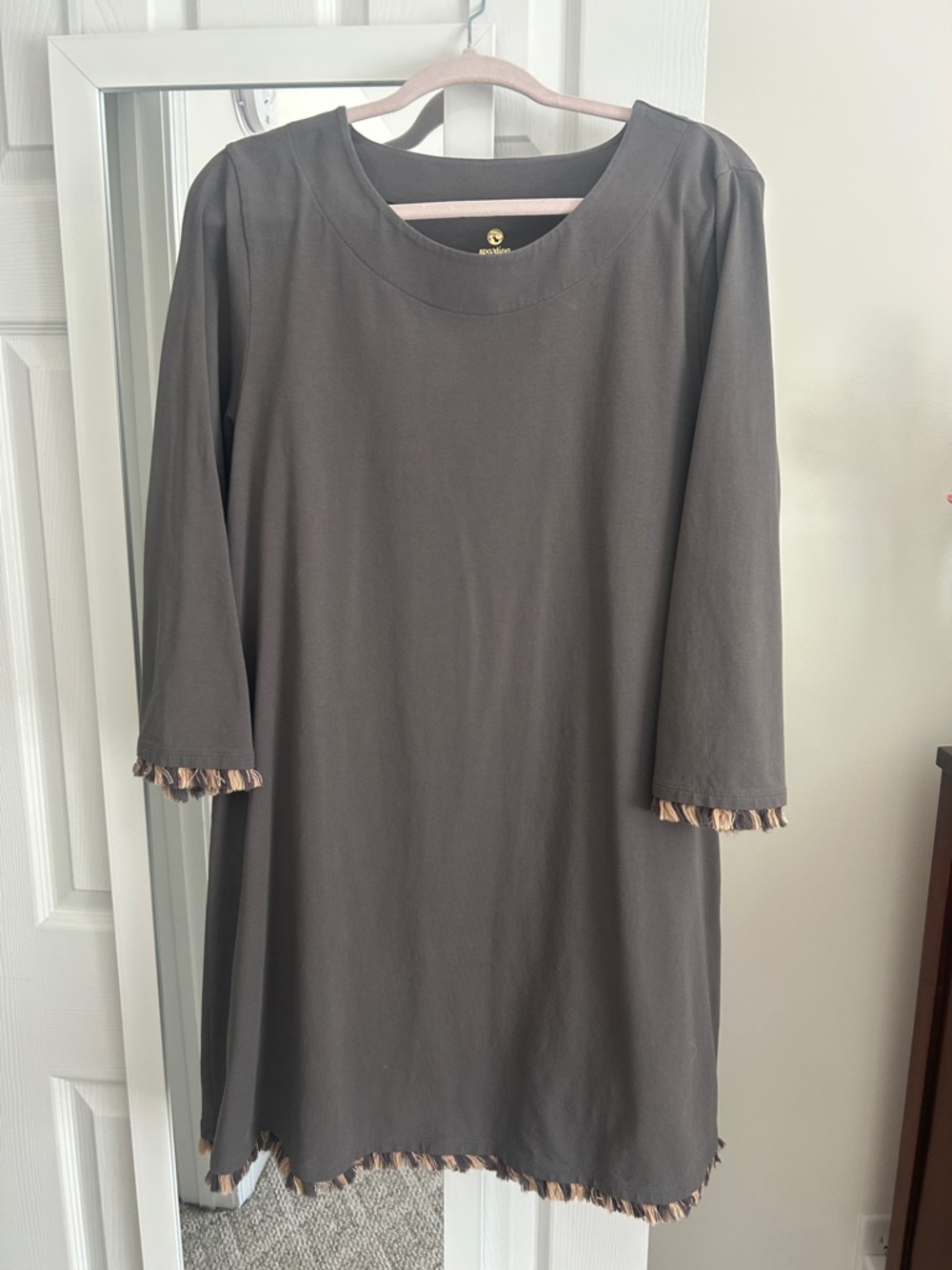 Spartina 449 Gray Tunic Dress with Fringe Trim